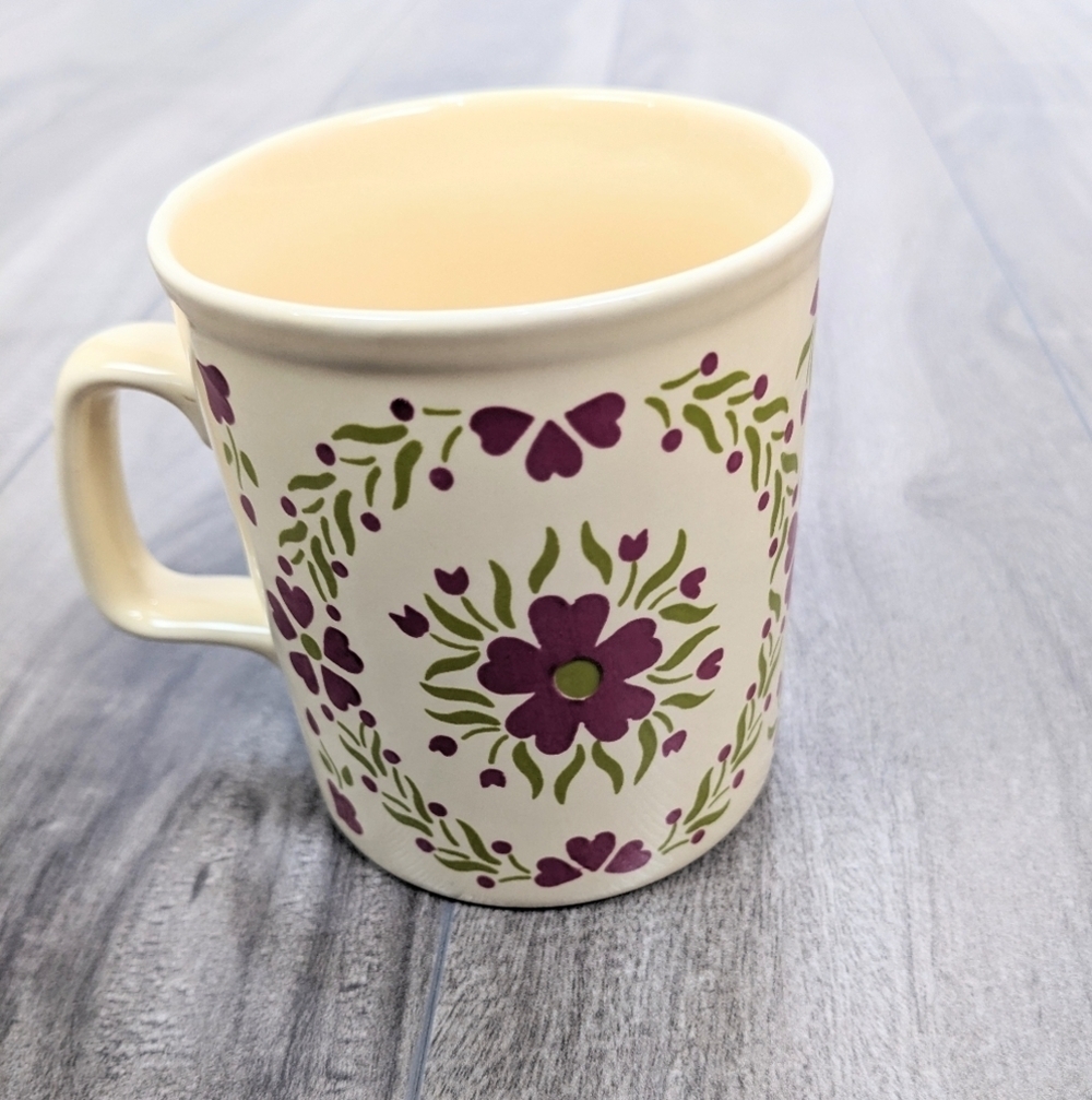 Kiln Craft England Kitchsy Coffee Tea Mug Pink Butter Yellow Floral Vintage 1970 - Picture 2 of 9